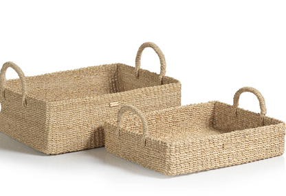 Lucena Rectangular Abaca Trays, Set of 2