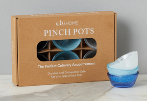 Blue Tones Glass Pinch Pots Boxed 6 Piece