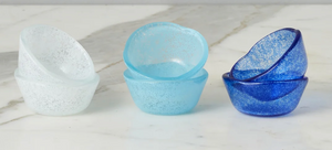 Blue Tones Glass Pinch Pots Boxed 6 Piece
