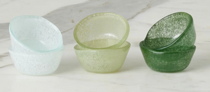 Green Tones Glass Pinch Pots Boxed 6 Piece