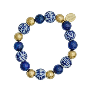 Blue & White Lapis Gold Bracelet