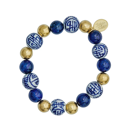 Blue & White Lapis Gold Bracelet
