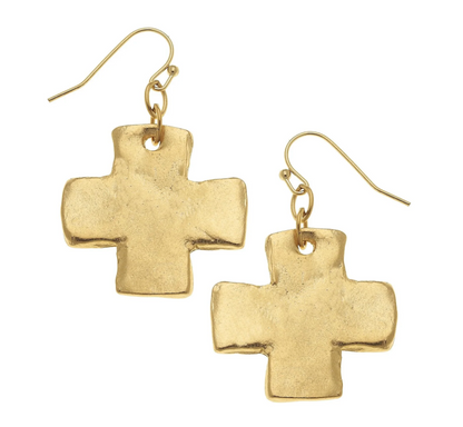 Square Cross Earrings Gold