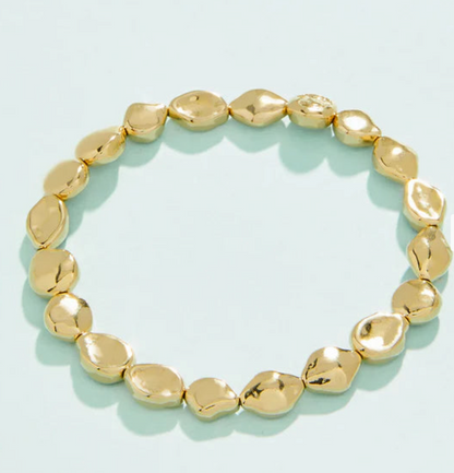 Burkes Beach Stretch Bracelet Gold Pearls