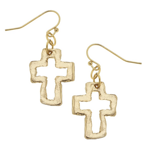 Square Cross Earrings Gold
