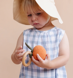 Cotton Crochet Rattle Orange Pumpkin