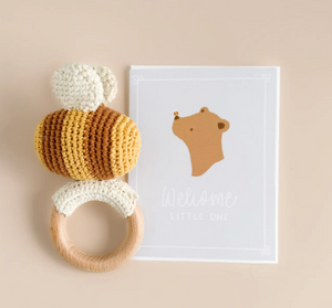 Cotton Crochet Rattle Teether Bee