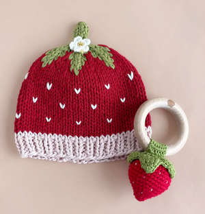Cotton Crochet Rattle Teether Strawberry