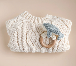 Cotton Crochet Rattle Teether Whale