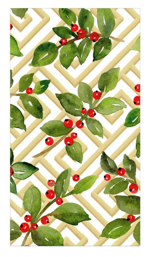 Holly and Fretwork White Cocktail Napkins