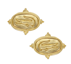 Gold Alligator Intaglio Post Earring