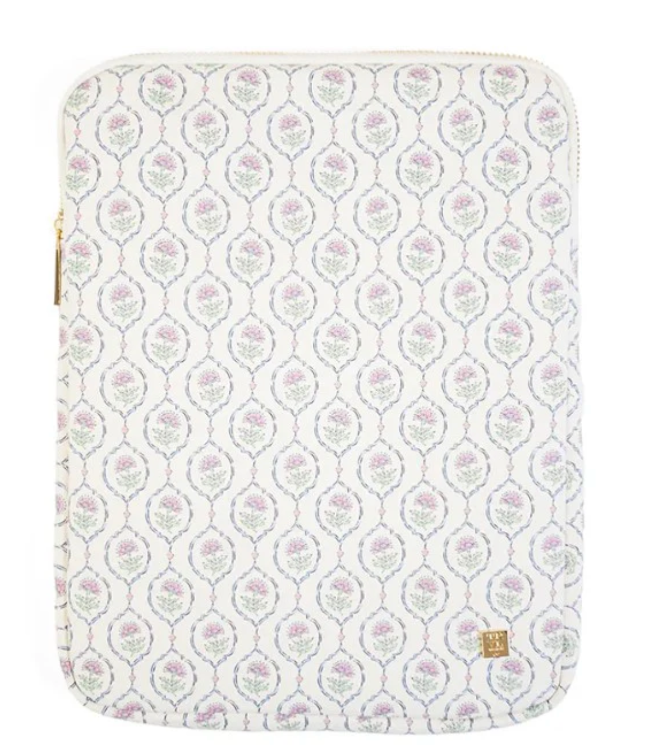 Floral patterned pouch on a white background