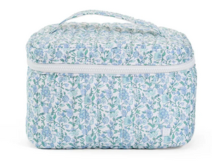 Floral patterned cosmetic bag on a white background