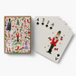 Playing cards with festive design on a white background