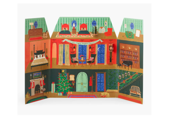 Illustrated house with rooms and furniture on a white background