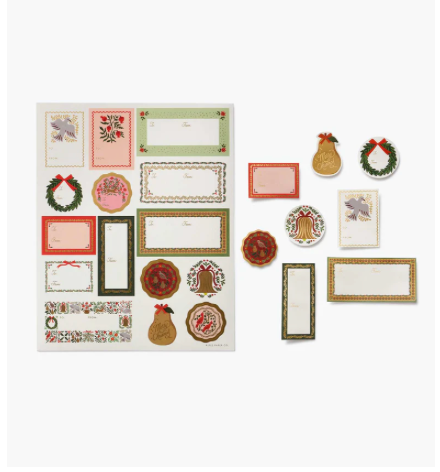 Collection of Christmas-themed stationery items on a white background