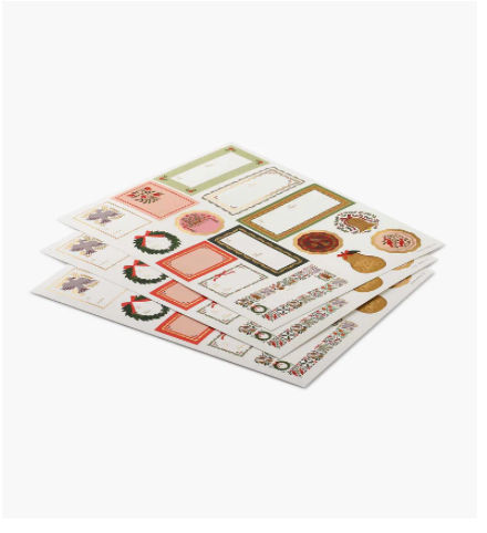 Sheet of decorative stickers with various designs on a white background