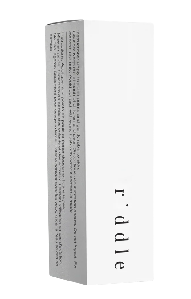 White box with text and 'riddle' branding on a white background