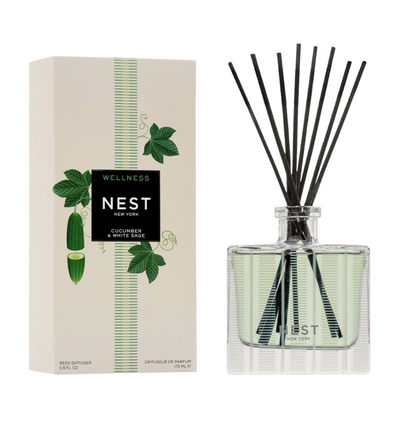 Nest diffuser and packaging on a white background