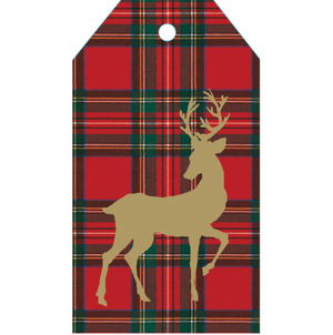 Royal Plaid Reindeer Foil Tag