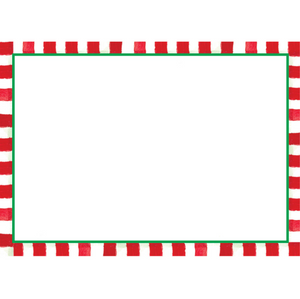 Rectangular border with red and white horizontal stripes and a green center on a white background