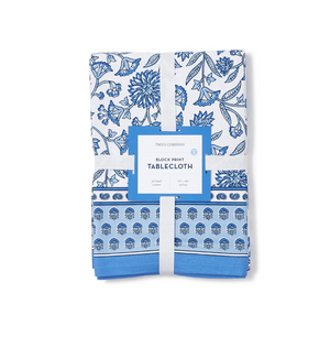 Blue Block Print Tablecloth 60x90