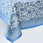 Blue Block Print Tablecloth 60x120