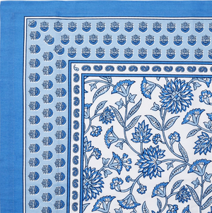 Blue Block Print Tablecloth 60x90