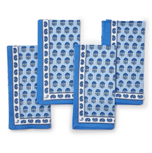 Blue Block Print Cloth Napkins s/4