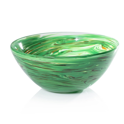 Delphine Glass Bowl Multi Green 12"