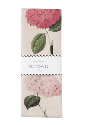 Pink and Green Hydrangeas In Bloom Tea Towel