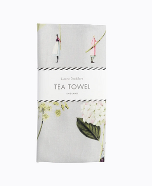 In Bloom Green Flowers Tea Towel