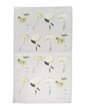 In Bloom Green Flowers Tea Towel