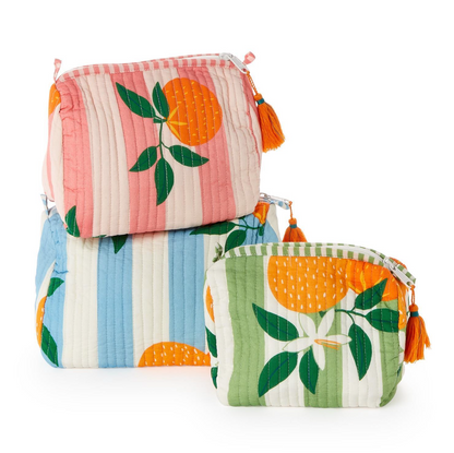 Orange Grove Printed Pouches- green small