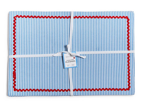 S/4 Red, White and Bloom Double Sided Fabric Placemat