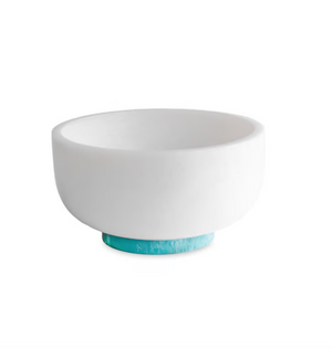RIO resin large bowl with base white & turquoise