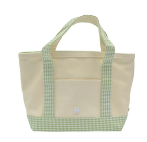 Canvas Natural with Gingham Leaf Trim Mini Tote