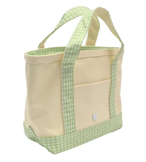 Canvas Natural with Gingham Leaf Trim Mini Tote