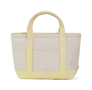 Canvas Natural with Gingham Buttercup Trim Mini Tote