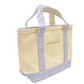 Canvas Natural with Gingham Lilac Trim Mini Tote