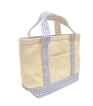 Canvas Natural with Gingham Lilac Trim Mini Tote