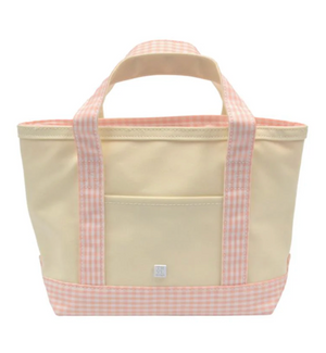 Canvas Natural with Gingham Taffy Trim Mini Tote
