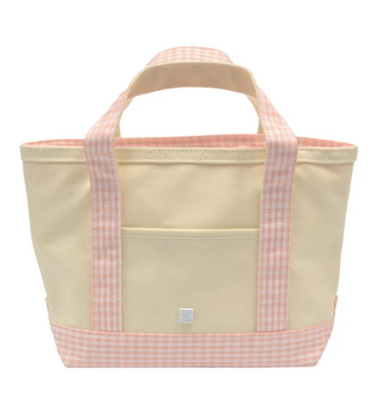 Canvas Natural with Gingham Taffy Trim Mini Tote