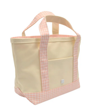 Canvas Natural with Gingham Taffy Trim Mini Tote