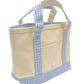 Canvas Natural with Gingham Sky Trim Mini Tote