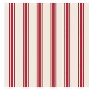 Red Linen Stripe Cocktail Napkins