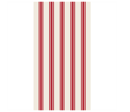 Red Linen Stripe Guest Napkins