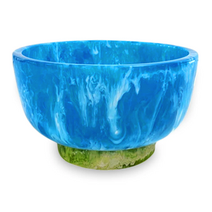 Blue and Green Resin Rio Small Round Bowl with Base