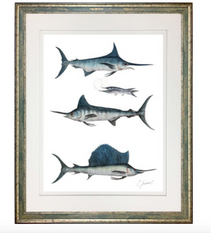 Blue Marlin, White Marlin, Sailfish Combo with Patina 25x31