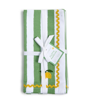 Lemon Embroidered Cloth Dinner Napkins S/4